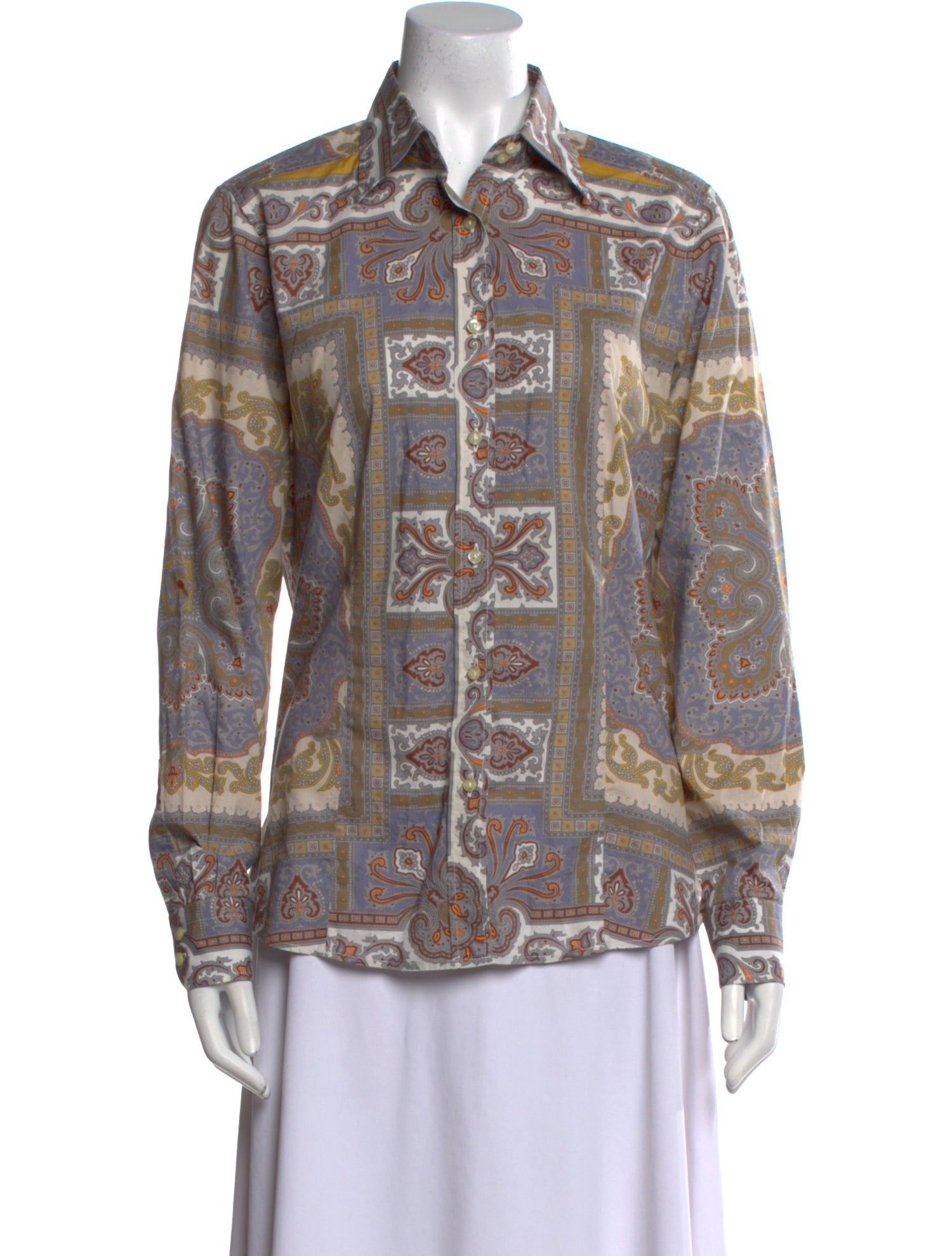 Etro Printed Long Sleeve Button-Up Top
